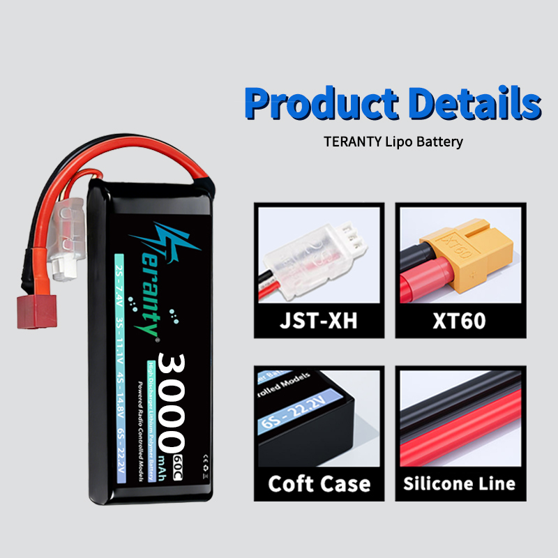 TERANTY 2S 3000mAh Lipo Batter - огляд і ціна Drone Battery Connector
